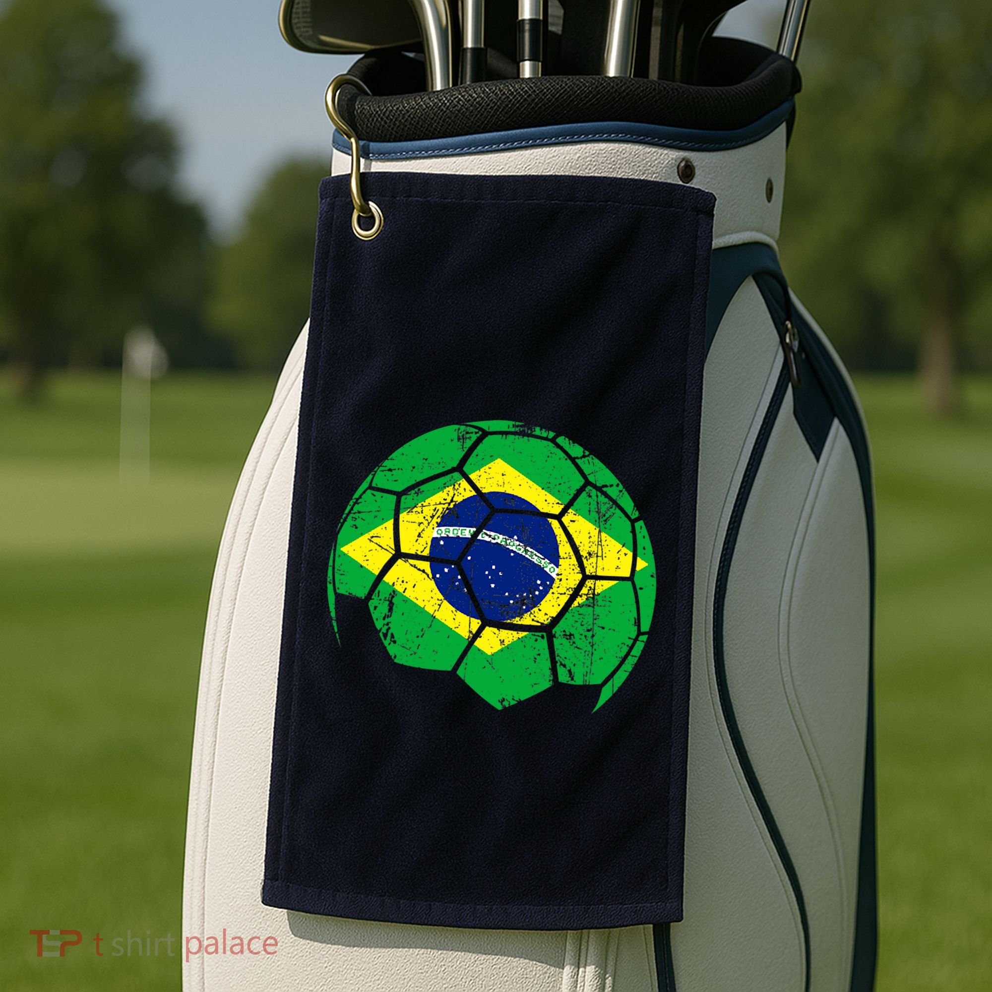 Brazil Soccer Ball Flag Jersey Golf Towel