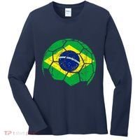 Brazil Soccer Ball Flag Jersey Women's Long Sleeve Shirt thumb 0