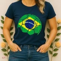 Brazil Soccer Ball Flag Jersey Women's T-Shirt thumb 2