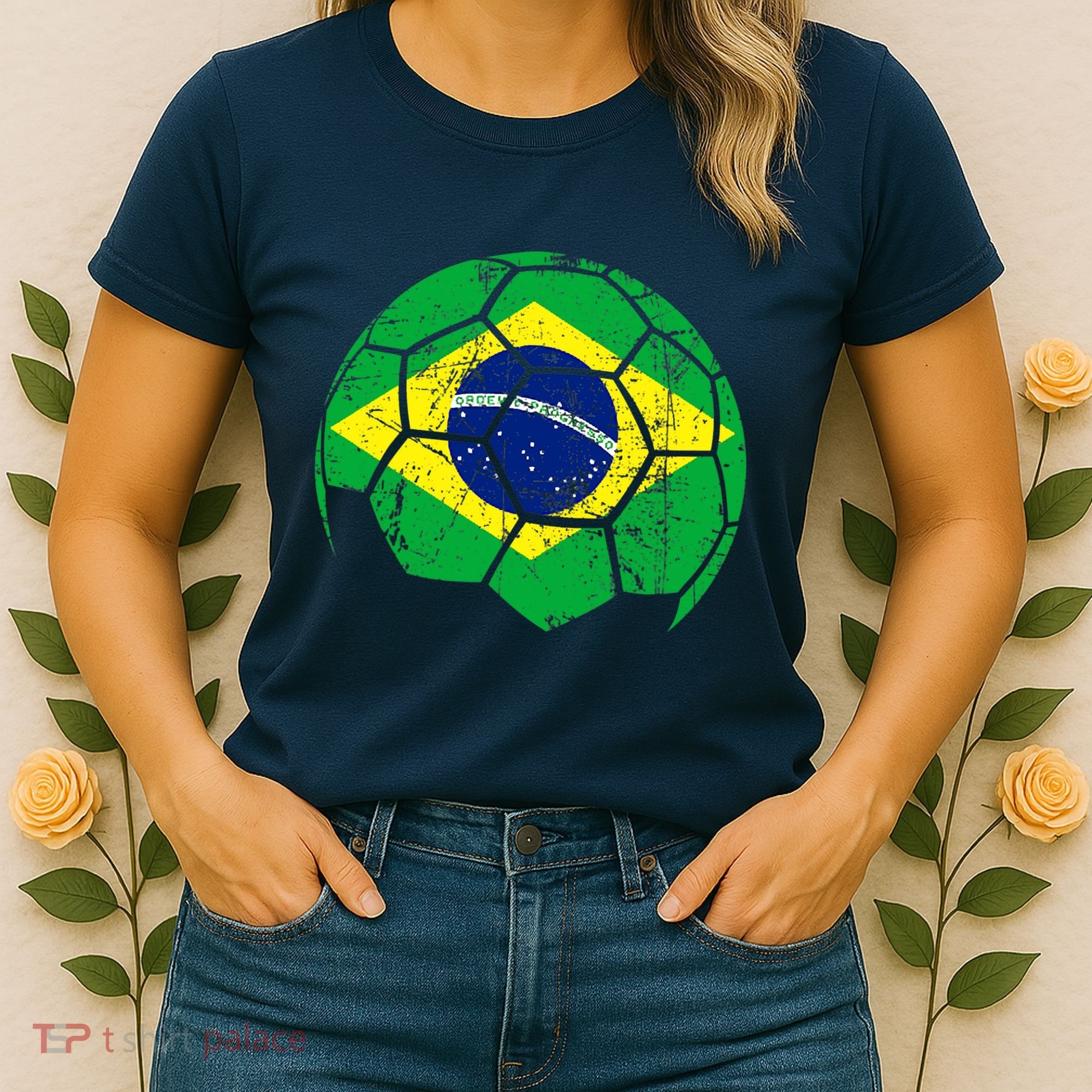 Brazil Soccer Ball Flag Jersey Women's T-Shirt