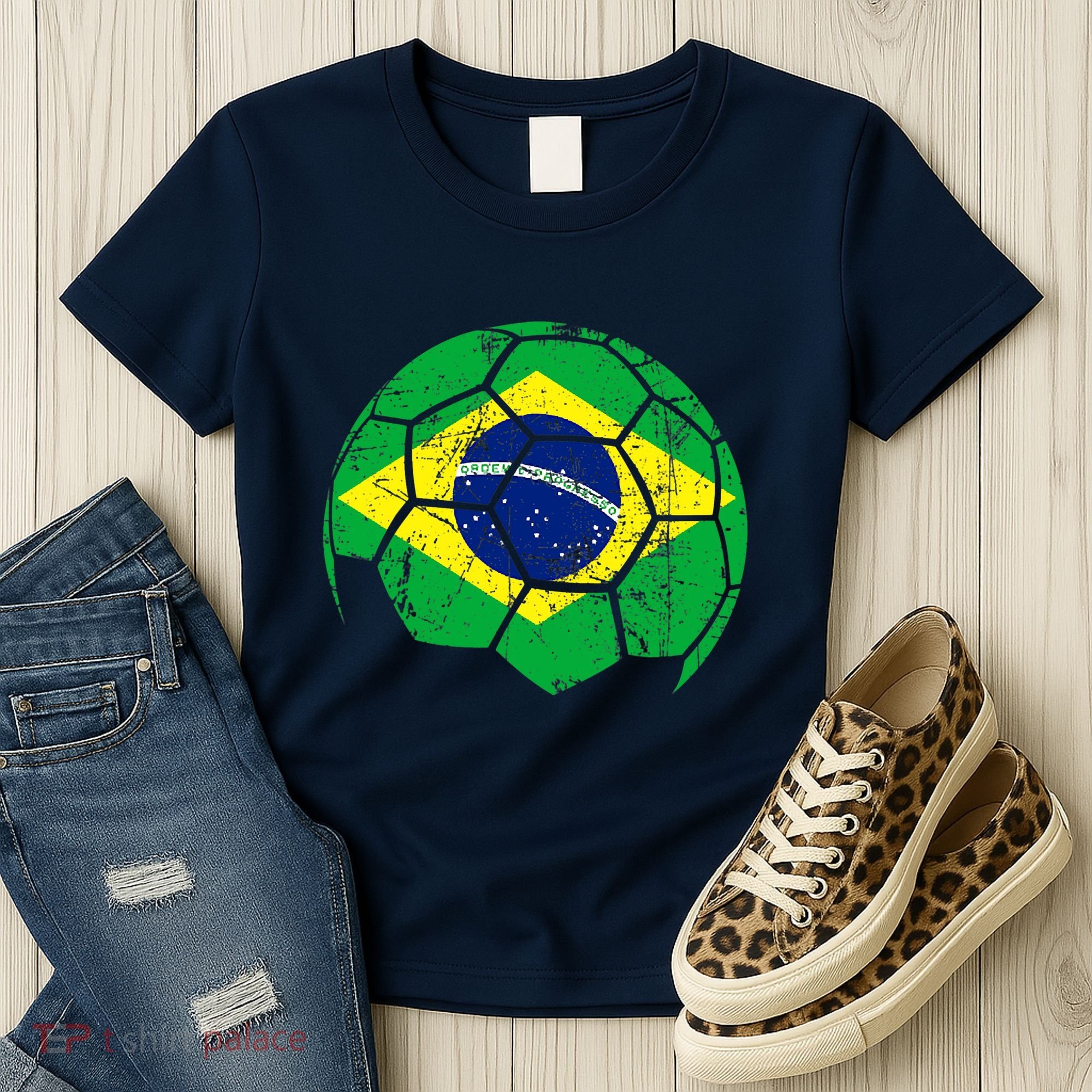 Brazil Soccer Ball Flag Jersey Women's T-Shirt