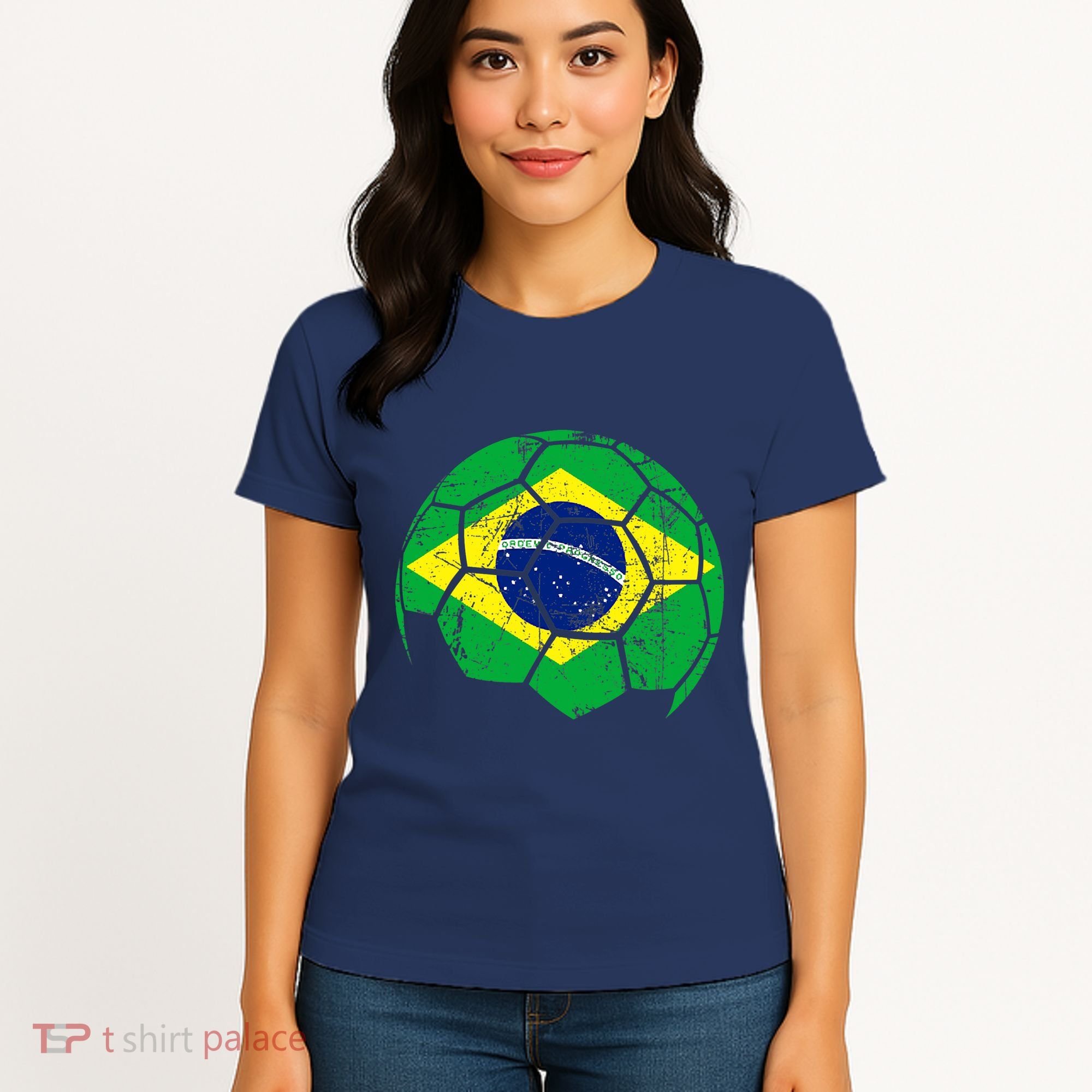 Brazil Soccer Ball Flag Jersey Women's T-Shirt
