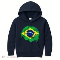 Brazil Soccer Ball Flag Jersey Kids Hoodie thumb 0