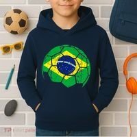 Brazil Soccer Ball Flag Jersey Kids Hoodie thumb 2