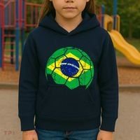 Brazil Soccer Ball Flag Jersey Kids Hoodie thumb 3