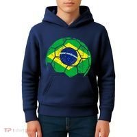 Brazil Soccer Ball Flag Jersey Kids Hoodie thumb 4