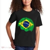 Brazil Soccer Ball Flag Jersey Kids T-Shirt thumb 2