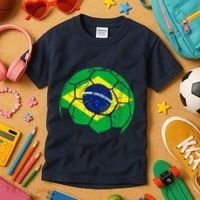 Brazil Soccer Ball Flag Jersey Kids T-Shirt thumb 3