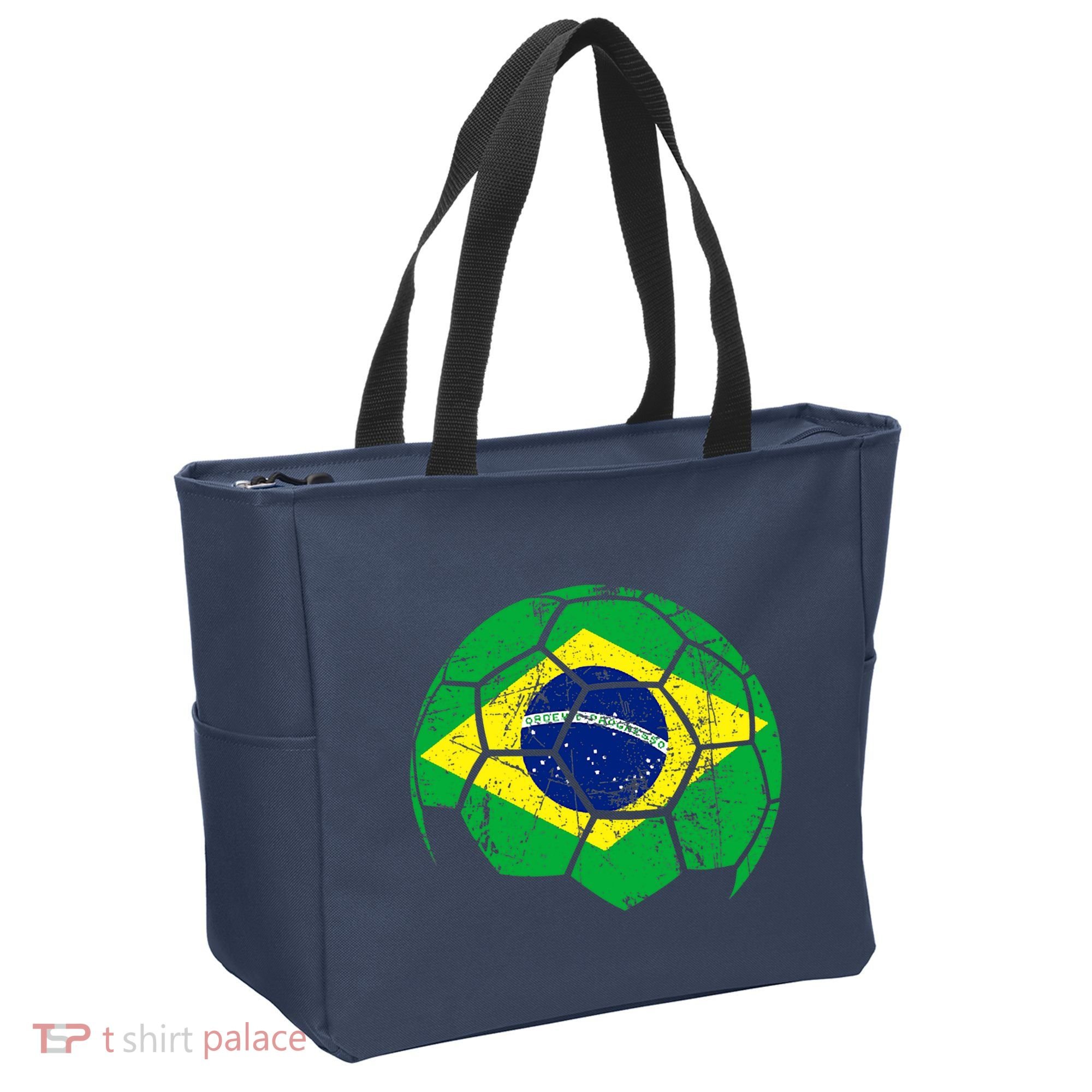 Brazil Soccer Ball Flag Jersey Tote Bag