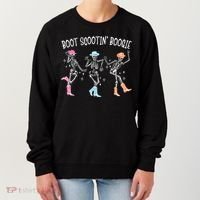 Boot Scootin Boogie Retro Western Skeleton Dancing Cow Gift Women's Sweatshirt thumb 0