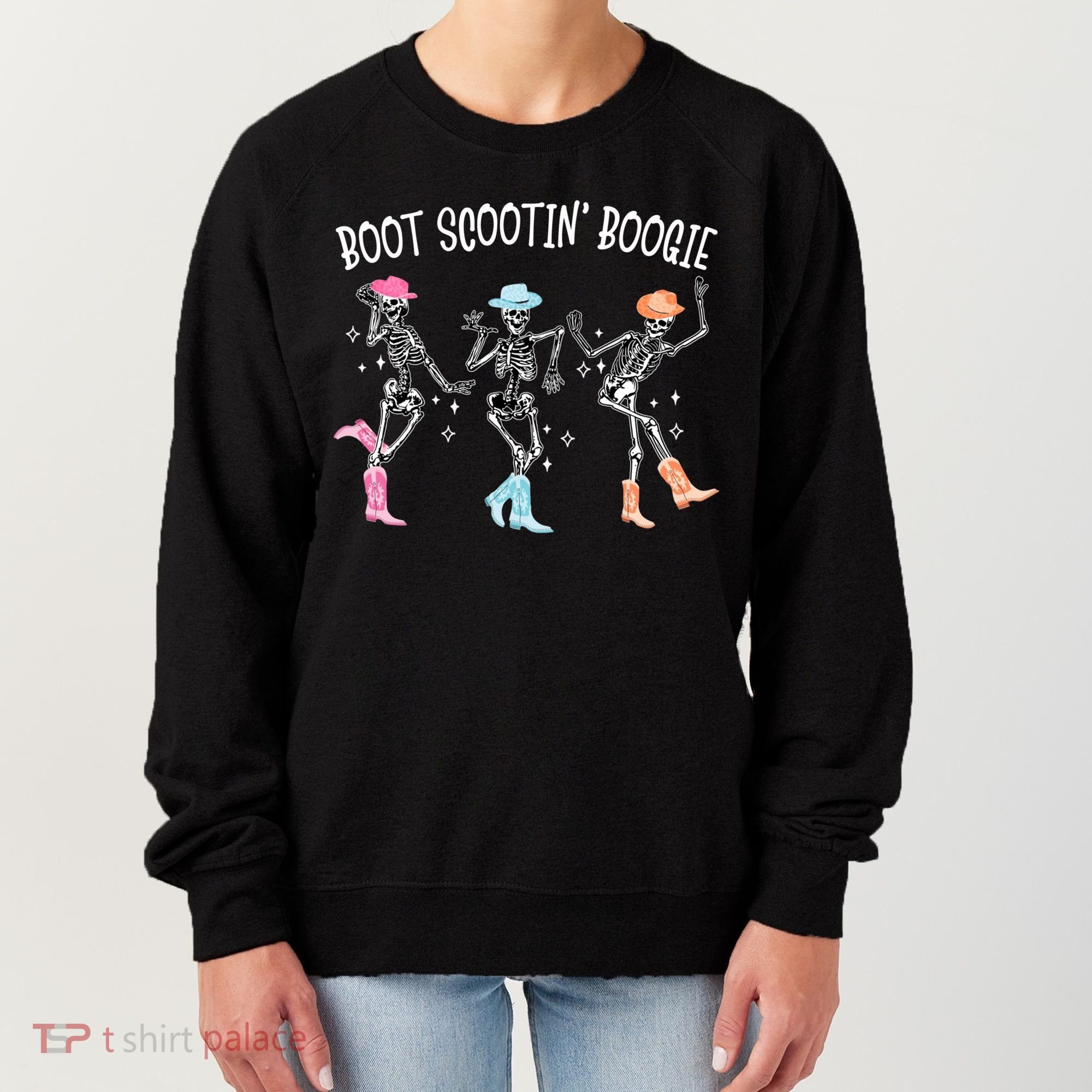 Boot Scootin Boogie Retro Western Skeleton Dancing Cow Gift Women's Sweatshirt