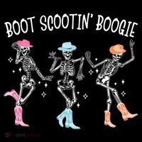 Boot Scootin Boogie Retro Western Skeleton Dancing Cow Gift Doggie Tank thumb 4