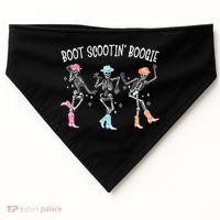 Boot Scootin Boogie Retro Western Skeleton Dancing Cow Gift USA-Made Doggie Bandana thumb 0
