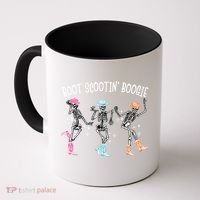 Boot Scootin Boogie Retro Western Skeleton Dancing Cow Gift Coffee Mug thumb 0