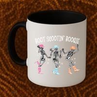 Boot Scootin Boogie Retro Western Skeleton Dancing Cow Gift Coffee Mug thumb 2