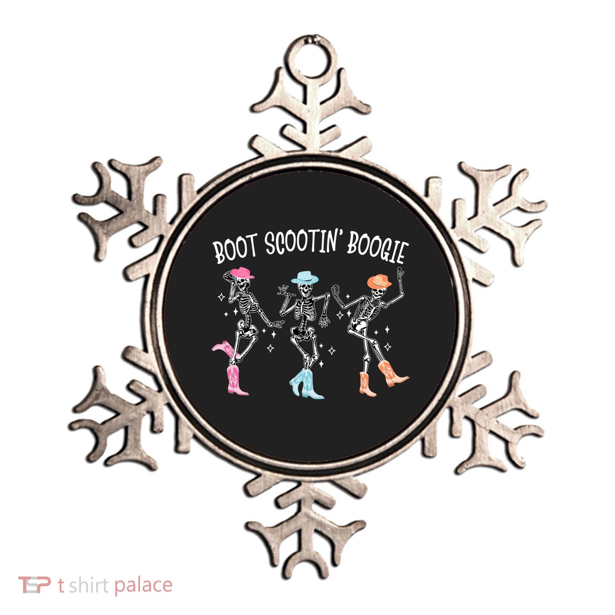 Boot Scootin Boogie Retro Western Skeleton Dancing Cow Gift Ornament