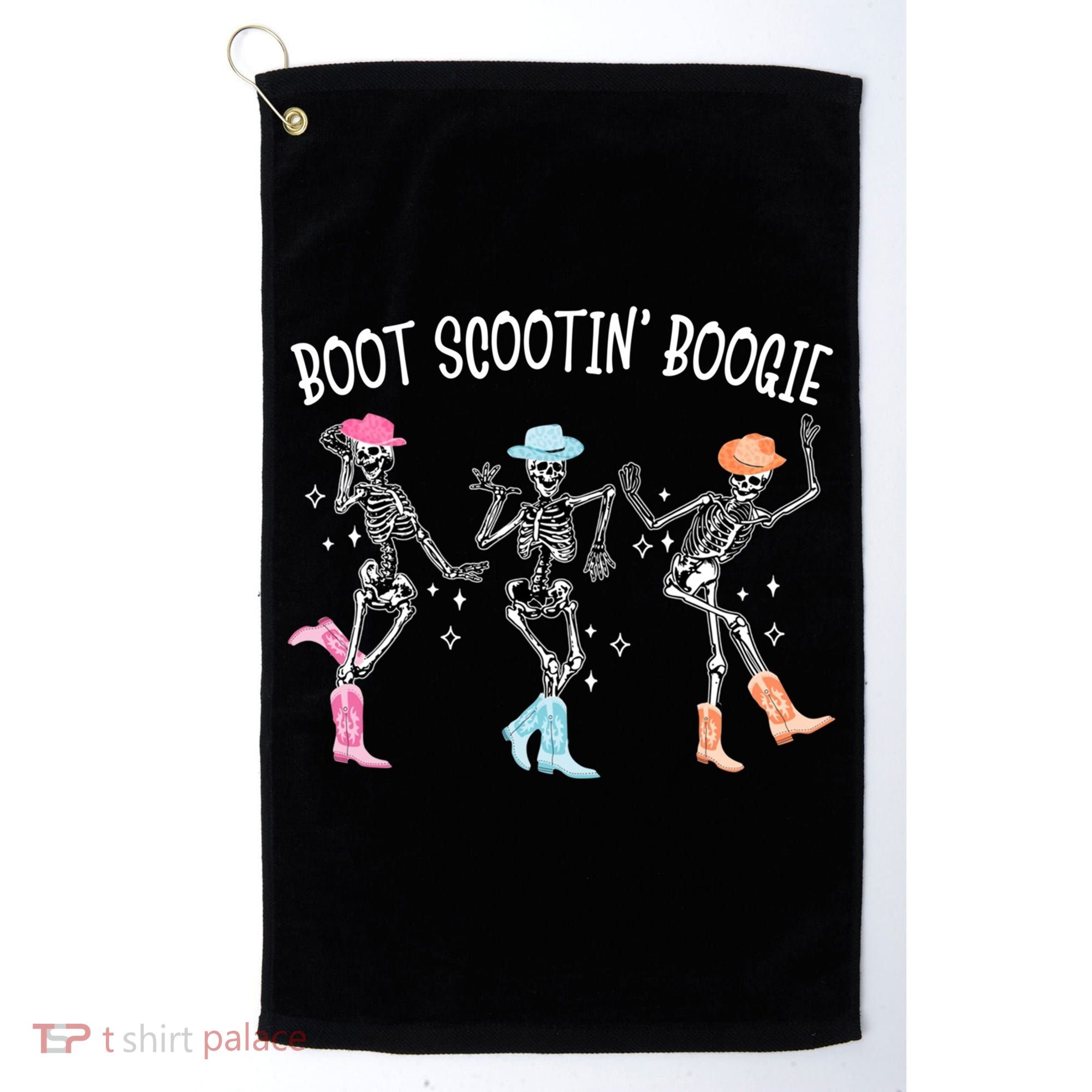 Boot Scootin Boogie Retro Western Skeleton Dancing Cow Gift Golf Towel