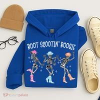 Boot Scootin Boogie Retro Western Skeleton Dancing Cow Gift Hoodie thumb 4