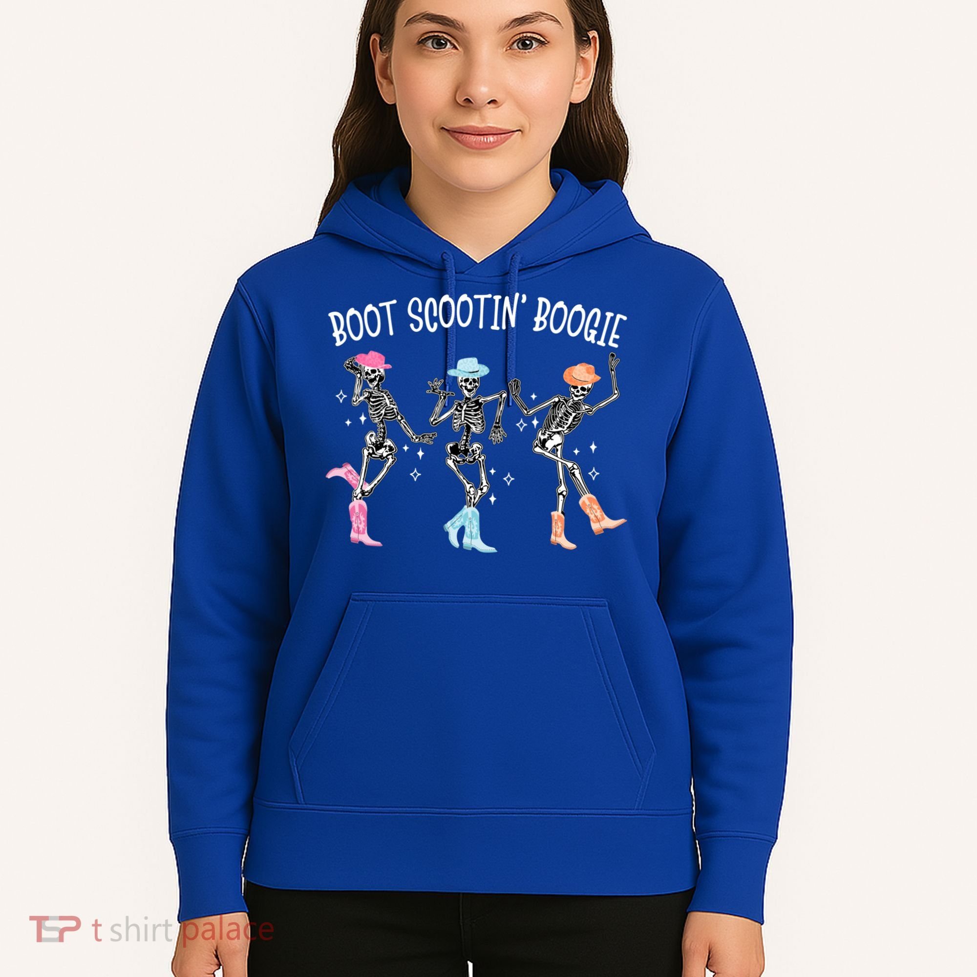 Boot Scootin Boogie Retro Western Skeleton Dancing Cow Gift Hoodie