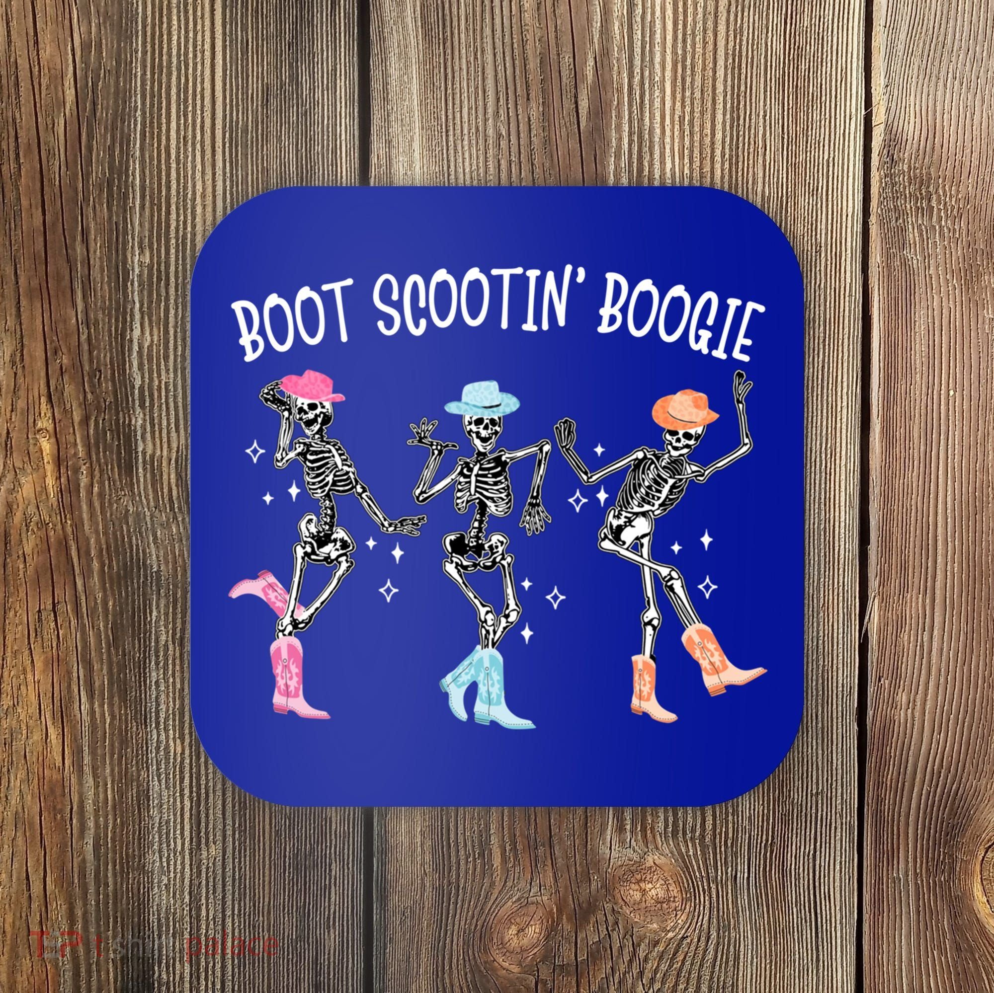 Boot Scootin Boogie Retro Western Skeleton Dancing Cow Gift Coaster