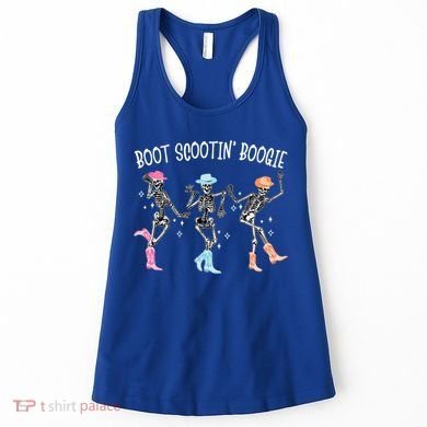 Boot Scootin Boogie Retro Western Skeleton Dancing Cow Gift Women's Tank Top