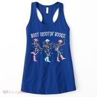 Boot Scootin Boogie Retro Western Skeleton Dancing Cow Gift Women's Tank Top thumb 0