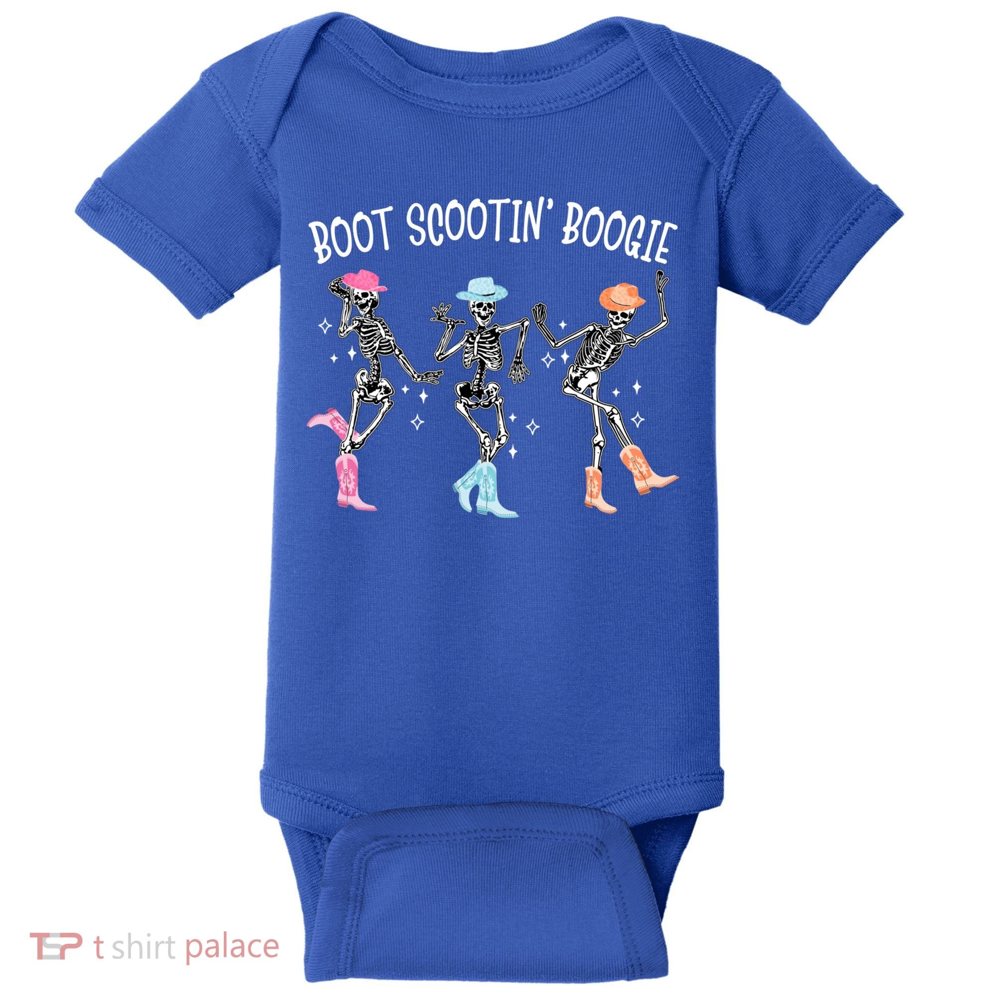 Boot Scootin Boogie Retro Western Skeleton Dancing Cow Gift Baby Bodysuit