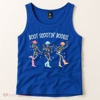 Boot Scootin Boogie Retro Western Skeleton Dancing Cow Gift Tank Top thumb 2