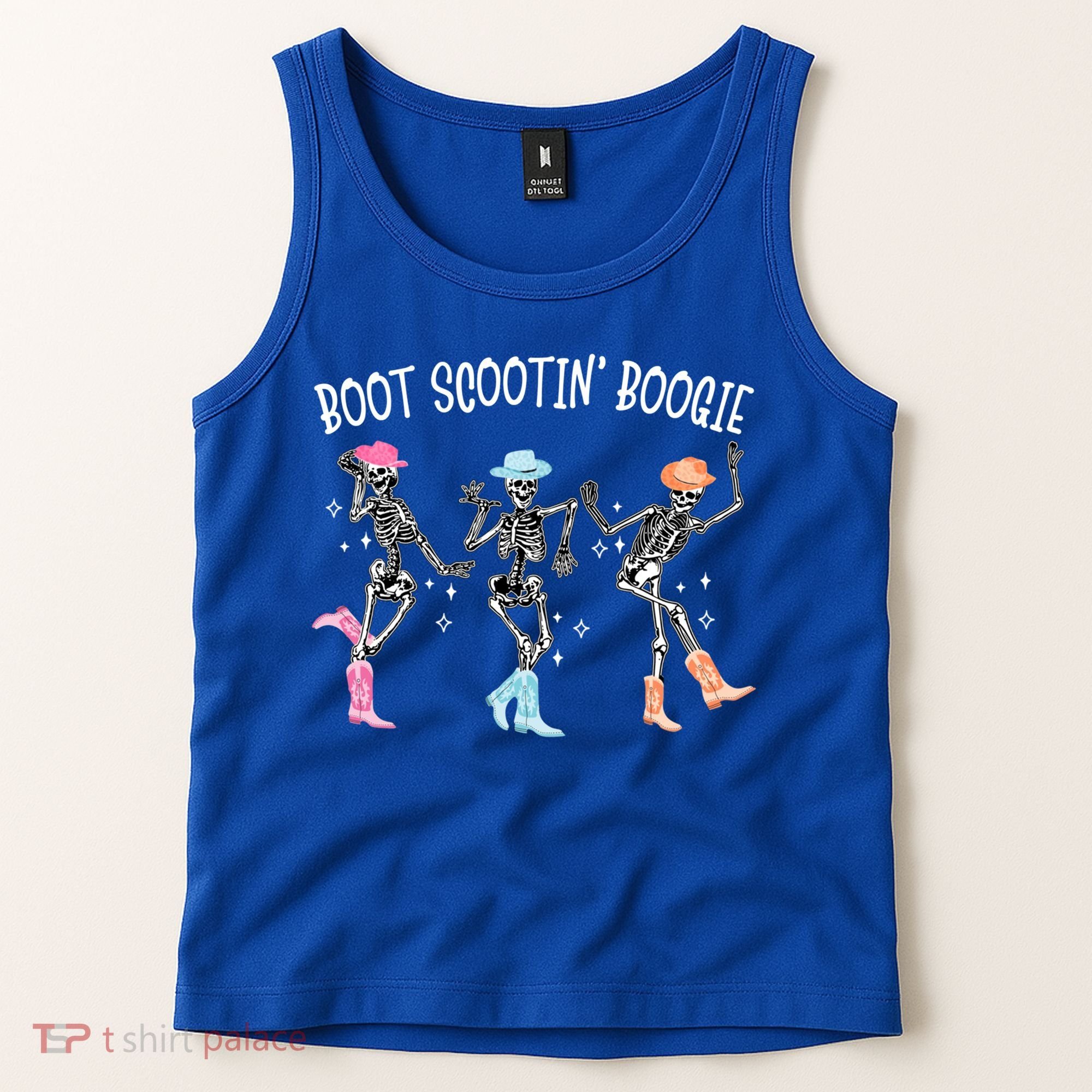 Boot Scootin Boogie Retro Western Skeleton Dancing Cow Gift Tank Top