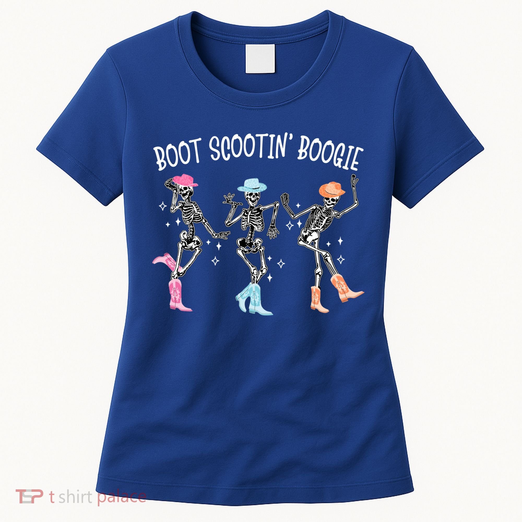 Boot Scootin Boogie Retro Western Skeleton Dancing Cow Gift Women's T-Shirt