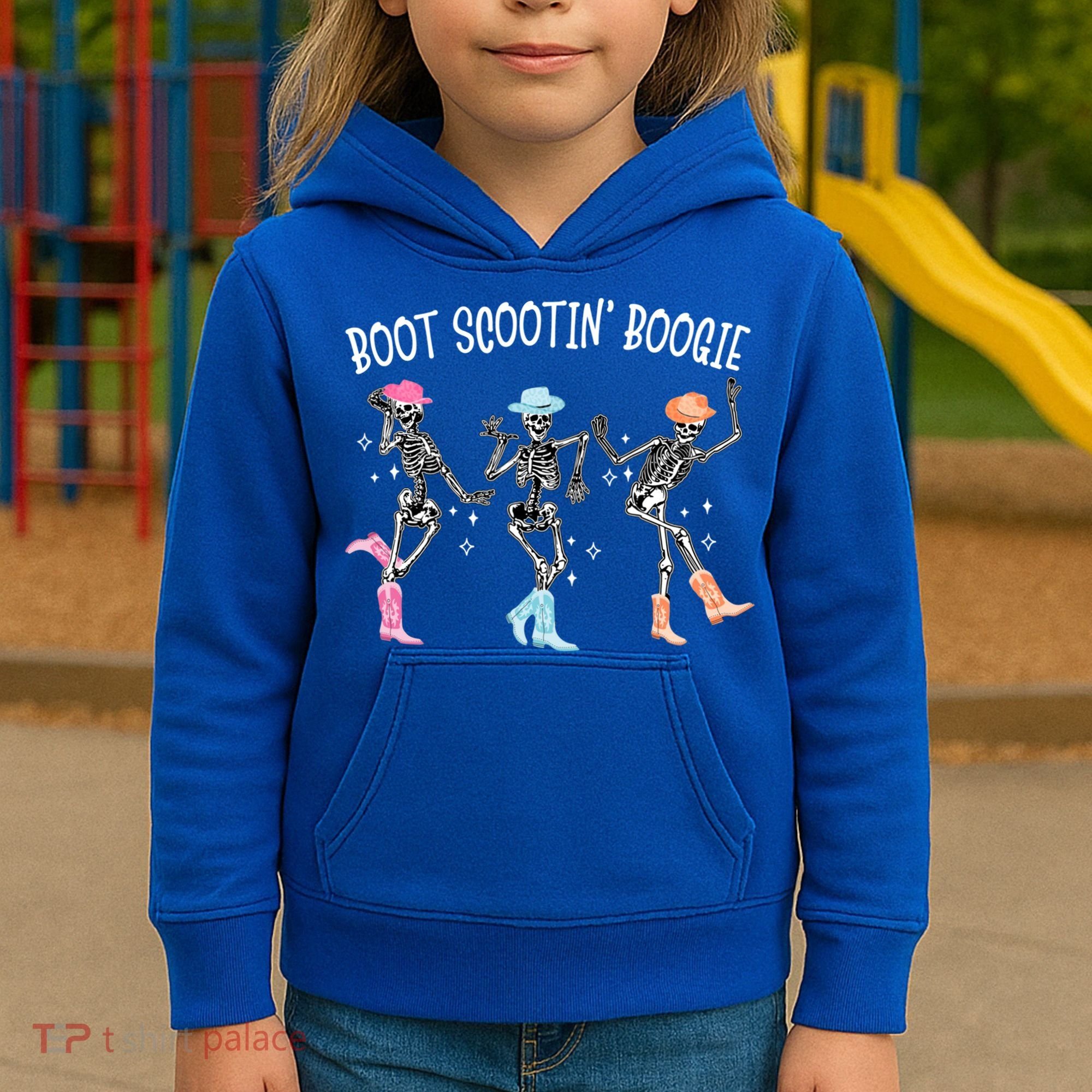 Boot Scootin Boogie Retro Western Skeleton Dancing Cow Gift Kids Hoodie