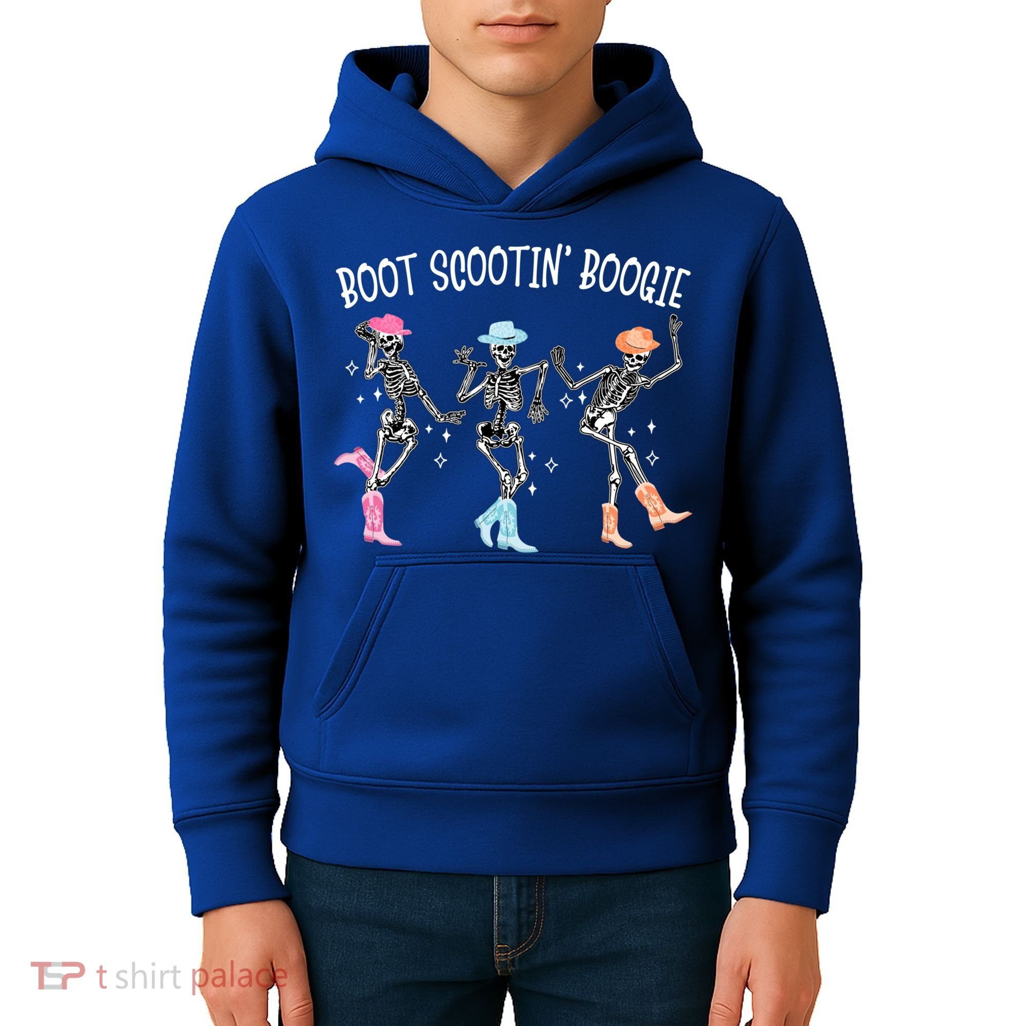 Boot Scootin Boogie Retro Western Skeleton Dancing Cow Gift Kids Hoodie