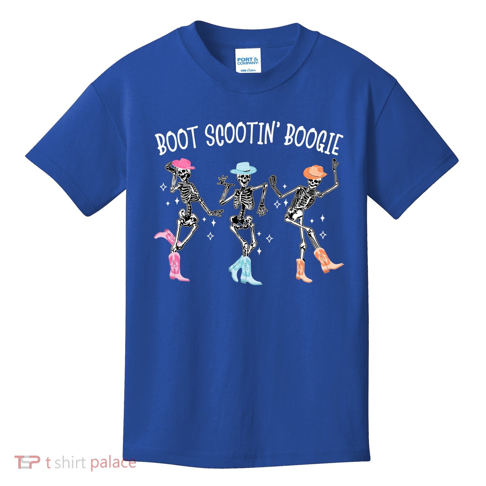 Boot Scootin Boogie Retro Western Skeleton Dancing Cow Gift Kids T-Shirt