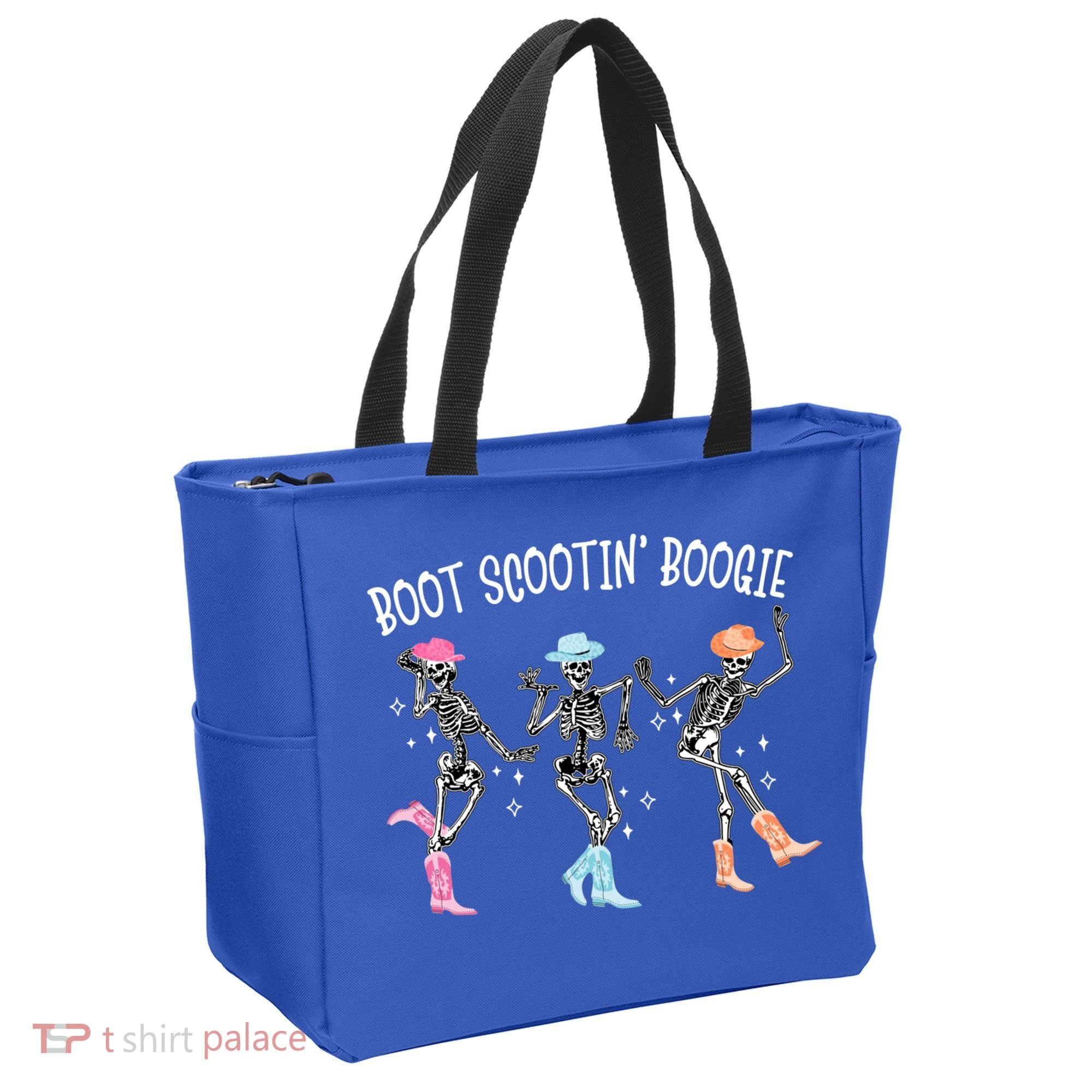 Boot Scootin Boogie Retro Western Skeleton Dancing Cow Gift Tote Bag