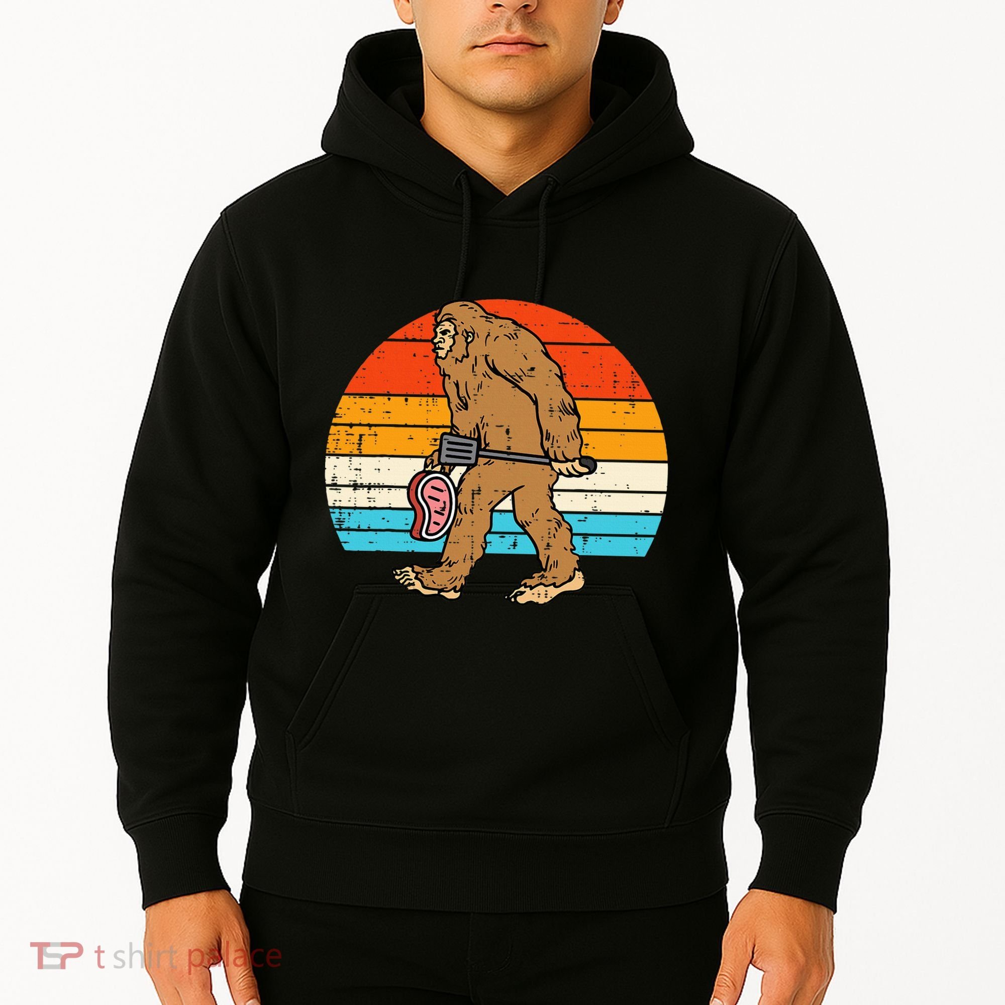 Bigfoot Sasquatch Bbq Retro Barbecue Grilling Hoodie
