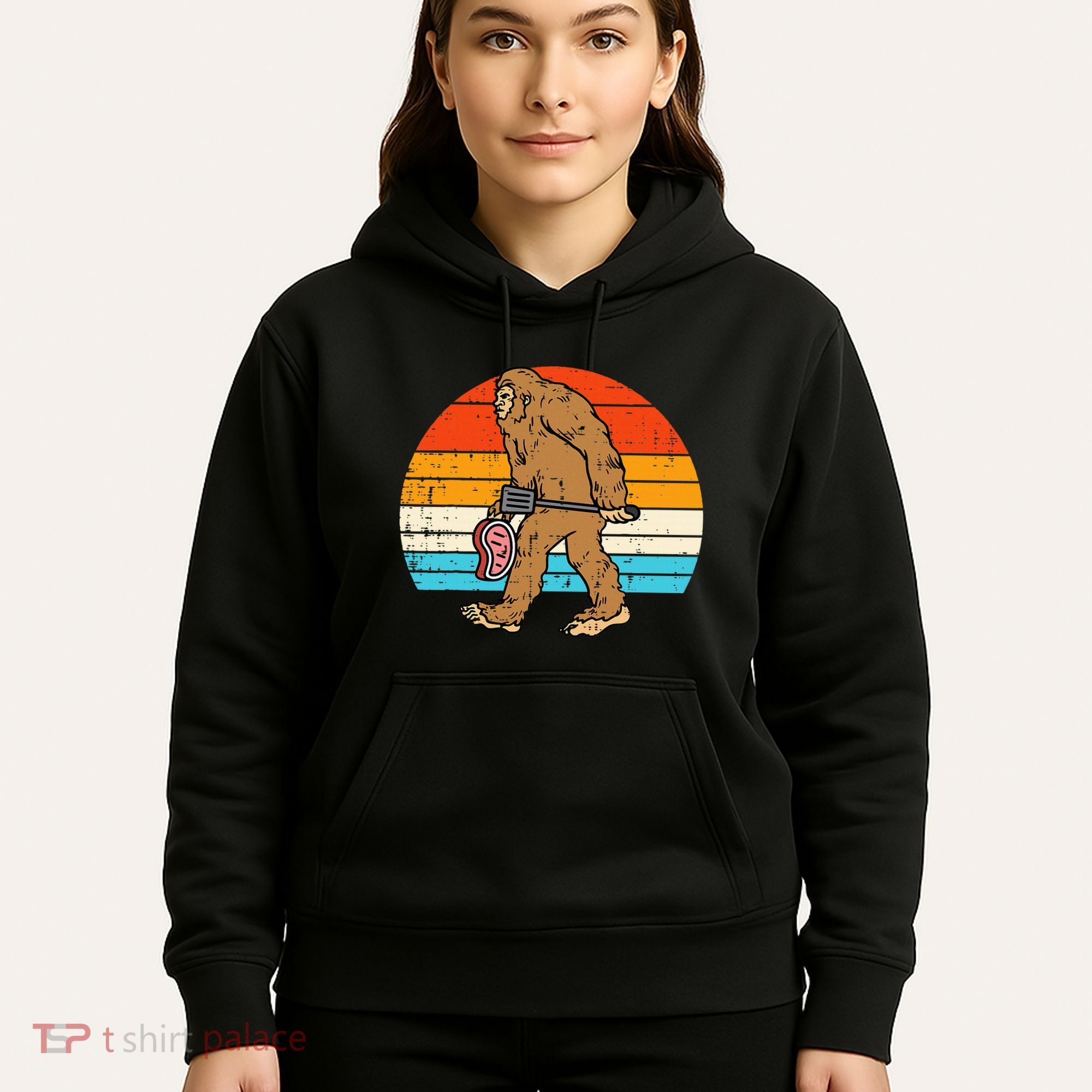 Bigfoot Sasquatch Bbq Retro Barbecue Grilling Hoodie