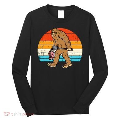 Bigfoot Sasquatch Bbq Retro Barbecue Grilling Long Sleeve Shirt