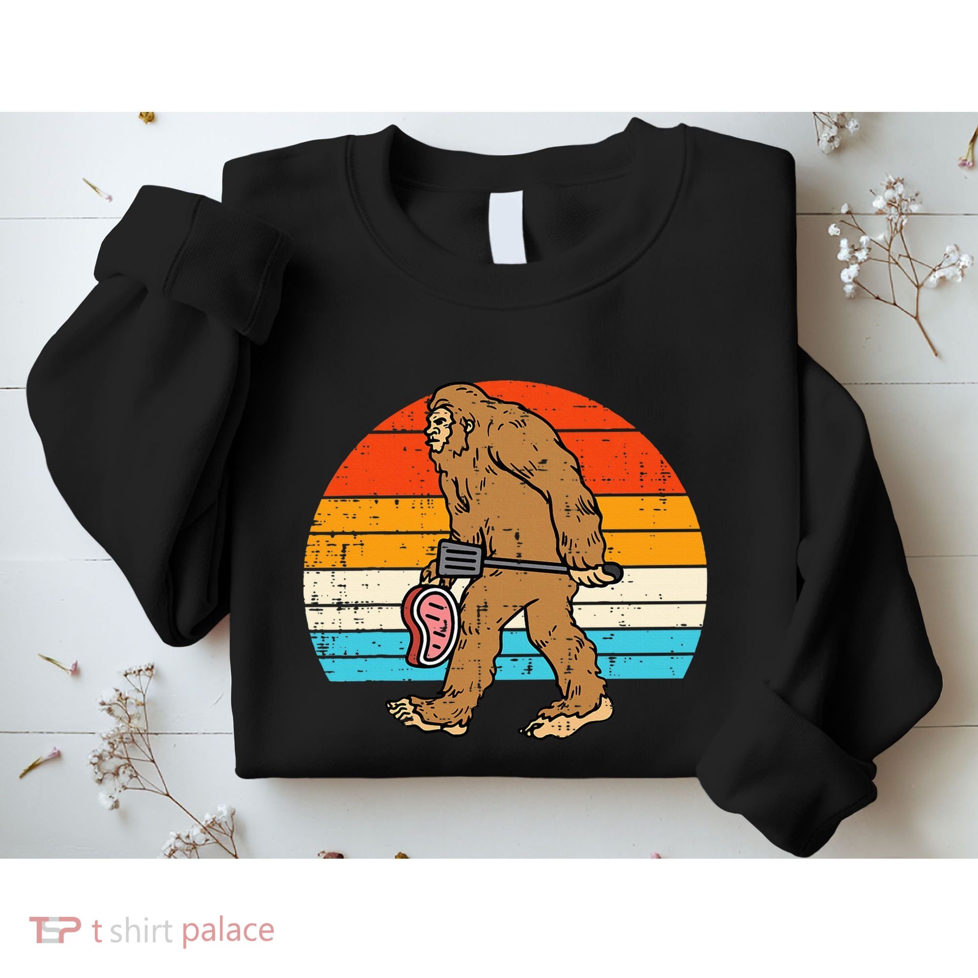 Bigfoot Sasquatch Bbq Retro Barbecue Grilling Sweatshirt