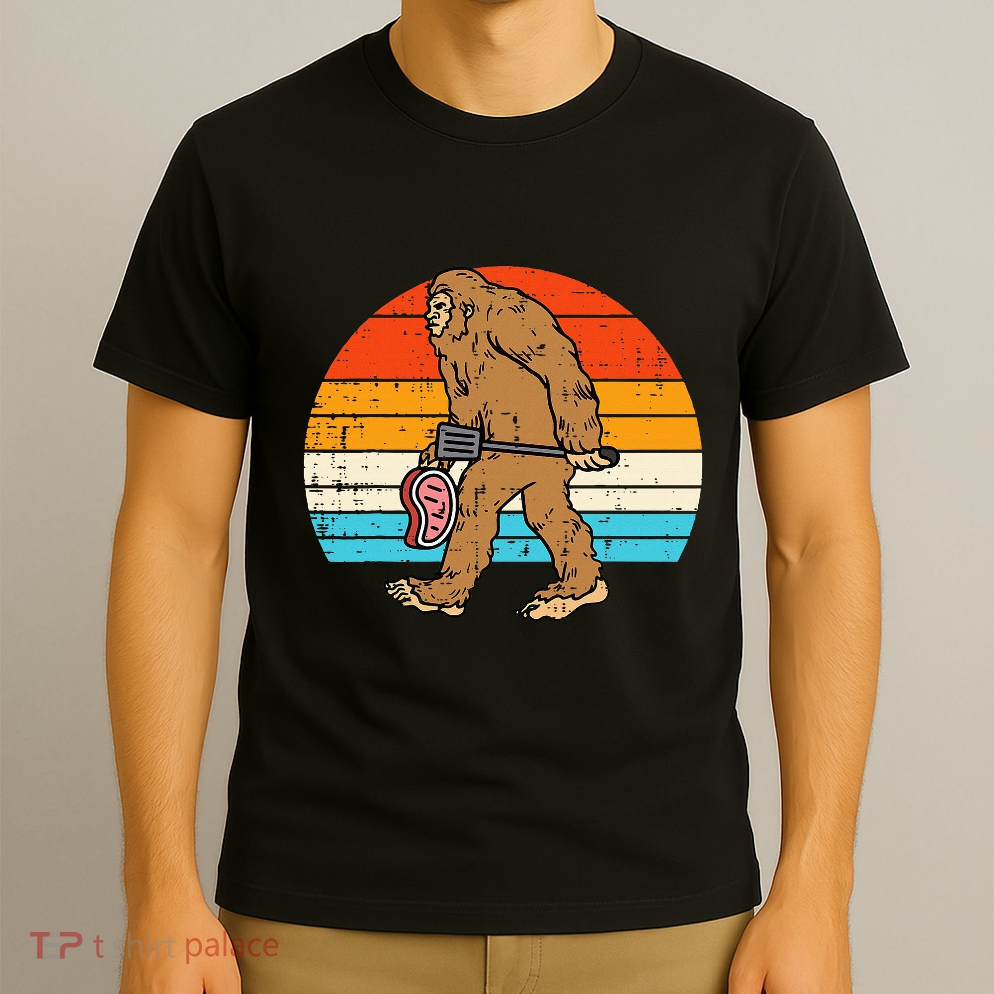 Bigfoot Sasquatch Bbq Retro Barbecue Grilling T-Shirt