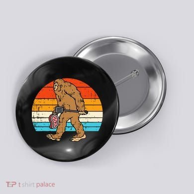 Bigfoot Sasquatch Bbq Retro Barbecue Grilling Button