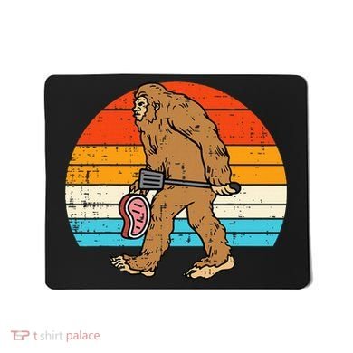 Bigfoot Sasquatch Bbq Retro Barbecue Grilling Mousepad