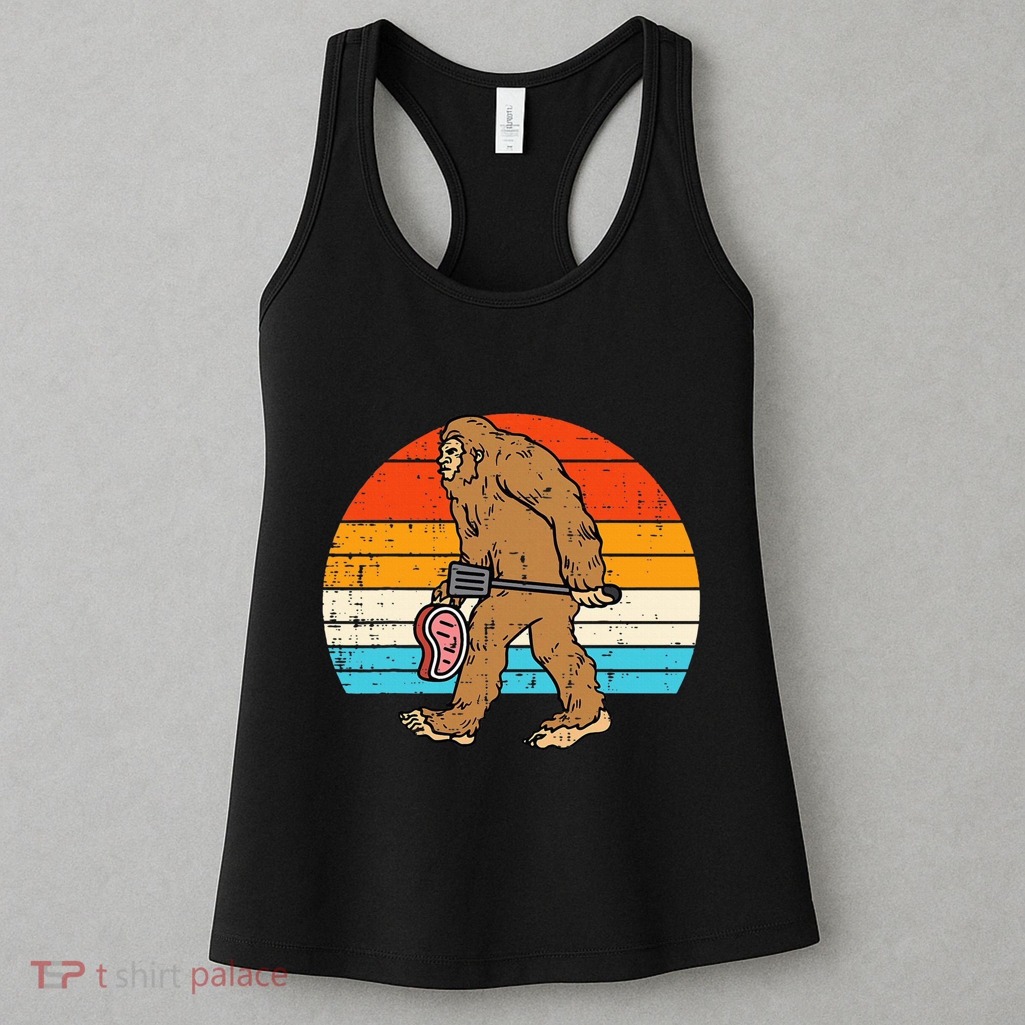 Bigfoot Sasquatch Bbq Retro Barbecue Grilling Women's Tank Top