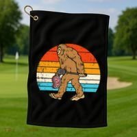 Bigfoot Sasquatch Bbq Retro Barbecue Grilling Golf Towel thumb 1
