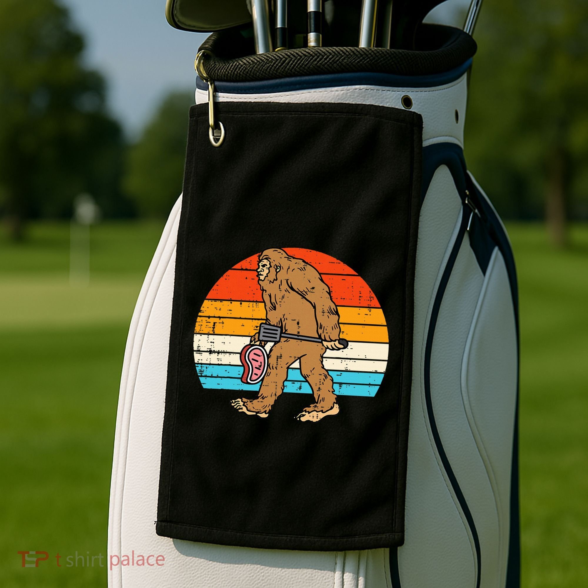 Bigfoot Sasquatch Bbq Retro Barbecue Grilling Golf Towel