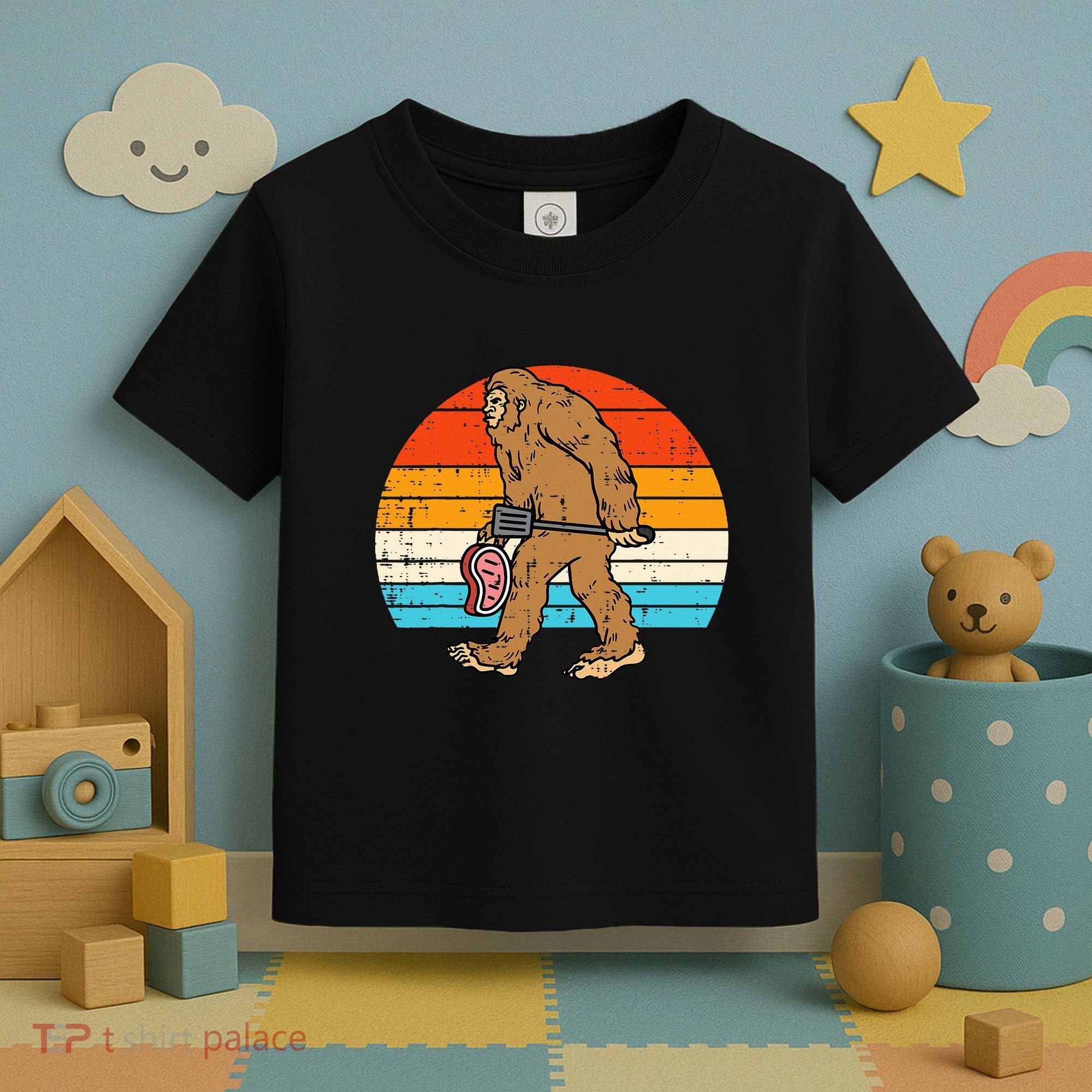 Bigfoot Sasquatch Bbq Retro Barbecue Grilling Toddler T-Shirt