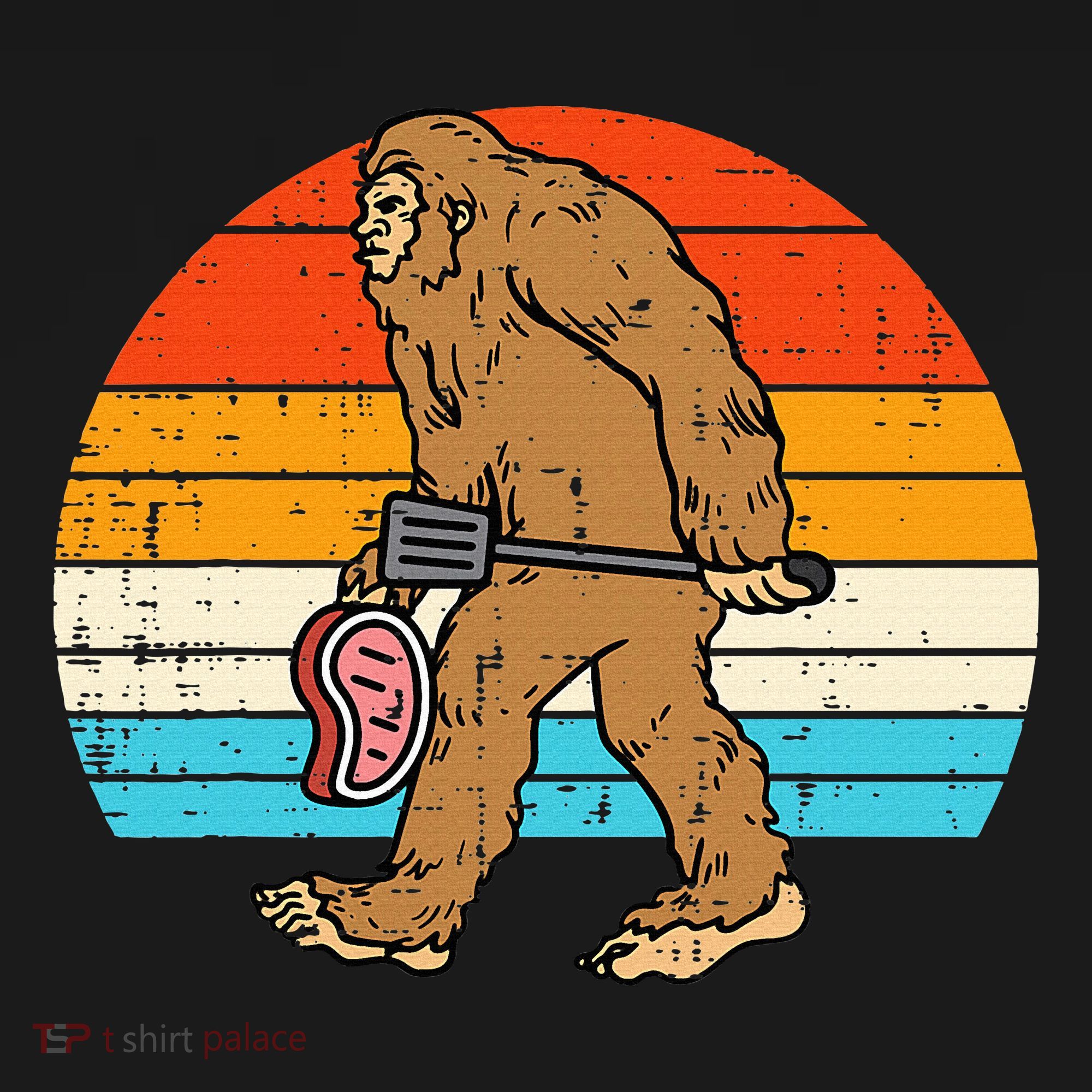 Bigfoot Sasquatch Bbq Retro Barbecue Grilling Women's Long Sleeve Shirt