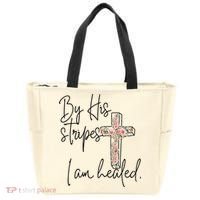 Bible Scripture By His Stripes I am Healed Easter Tote Bag thumb 0
