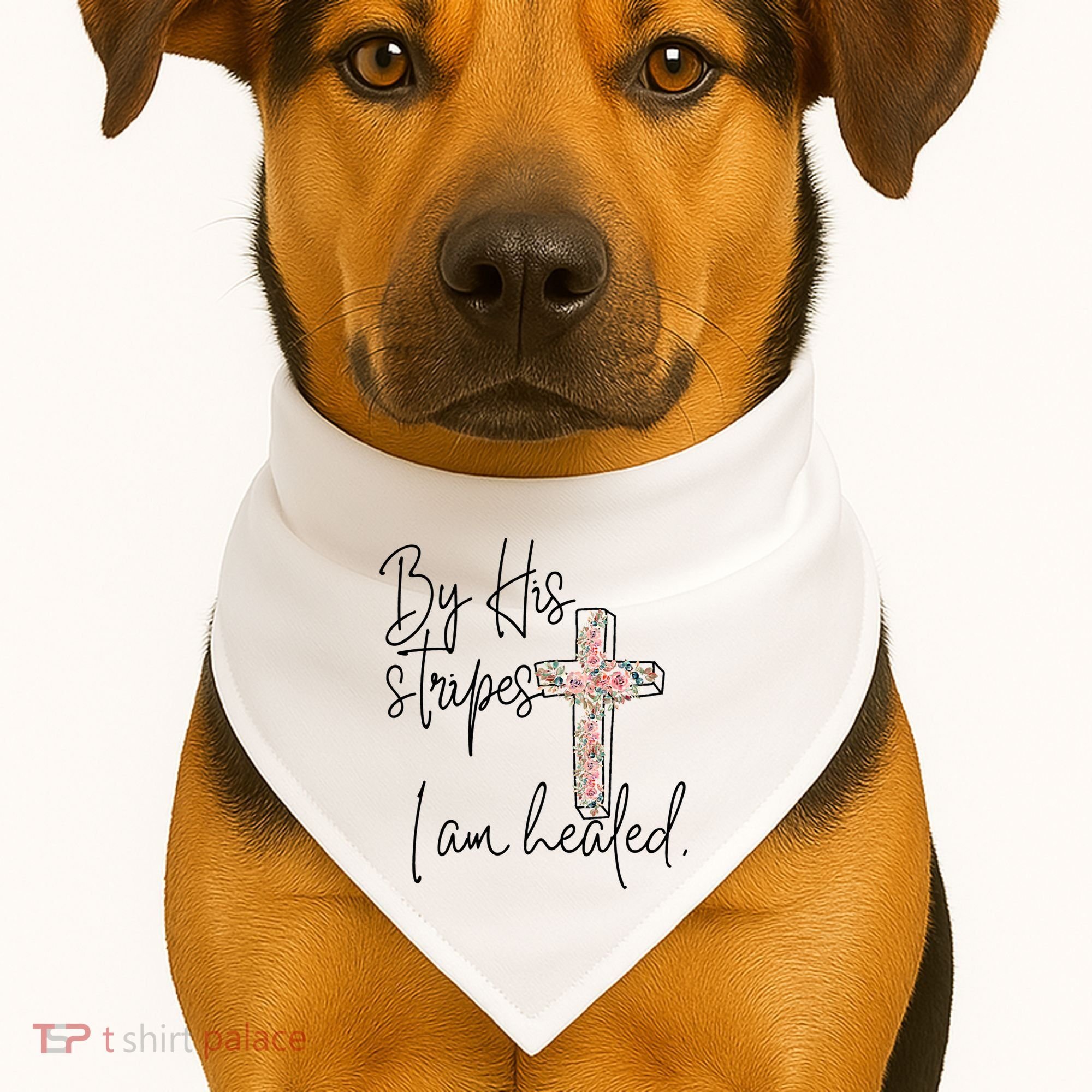 Bible Scripture By His Stripes I am Healed Easter USA-Made Doggie Bandana