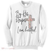Bible Scripture By His Stripes I am Healed Easter Sweatshirt thumb 0