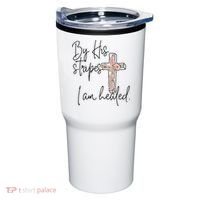 Bible Scripture By His Stripes I am Healed Easter Tumbler thumb 0